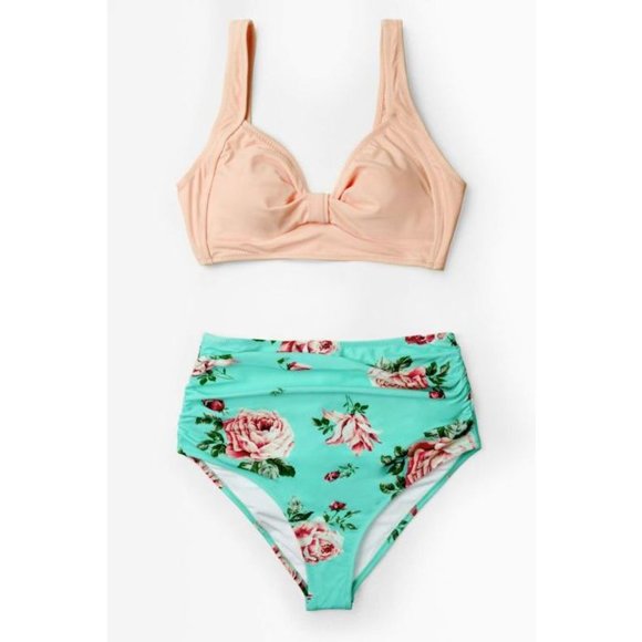 Cupshe Peach And Floral Knot High Waisted Bikini S - Picture 2 of 5